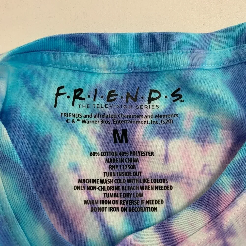Friends TV Show Tie Dye T Shirt Girls Youth M Medium Retro Hippie Cotton Blend